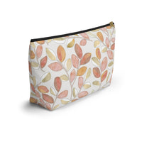 Cherry Plum Leaves Accessory Pouch w T-bottom in Coral